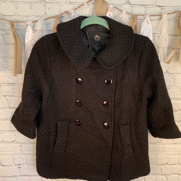 BIZZ coat black sz Large Retro Chic - Picture 1 of 8